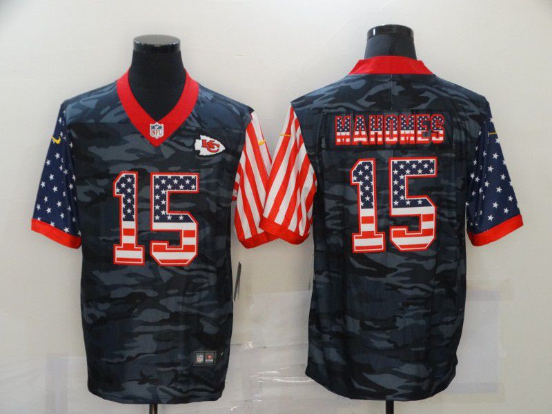 Men Kansas City Chiefs #15 Mahomes Camouflage national flag Nike Limited NFL Jersey